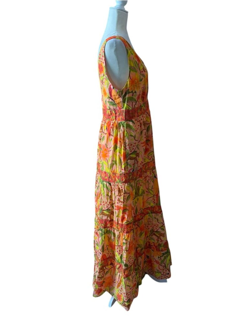 Anthropologie Farm Rio Tropical Tiered Maxi Dress SZ M Beachwear Vacation - Picture 3 of 13